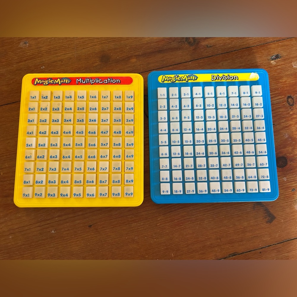 Vintage Multiplication and Division Learning Boards - Yellow and Blue